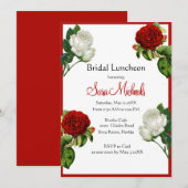 ヴィンテージレッドローズの花束 ブライダルランチョン 招待状 (正面/裏面)