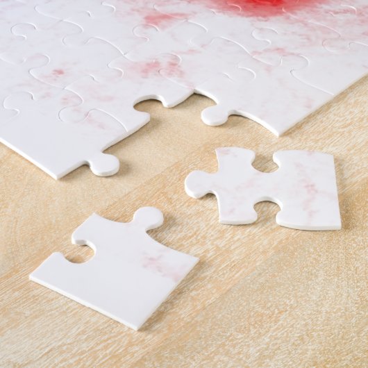 ヴィンテージレッドローズイラストレーションフラワーズアート ジグソーパズル (側面)