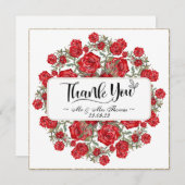 ヴィンテージレッドローズウォーター色フローラサンキューカード サンキューカード (正面/裏面)
