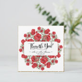 ヴィンテージレッドローズウォーター色フローラサンキューカード サンキューカード (スタンド正面)