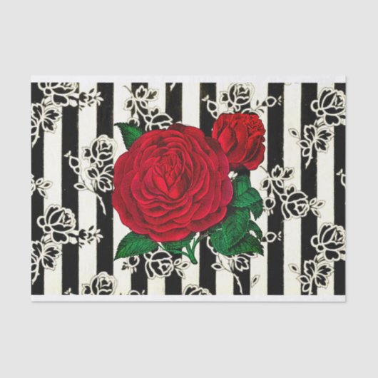 ヴィンテージレッドローズティッシュペーパー 薄葉紙 (正面)