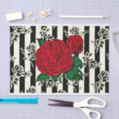 ヴィンテージレッドローズティッシュペーパー 薄葉紙 (クラフト)