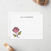 ヴィンテージレッドローズハンド図解入りの、写真付きのエレガント ノートカード (正面/裏面インサイチュ)