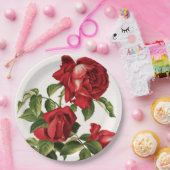 ヴィンテージレッドローズパーティー ペーパープレート (パーティー)