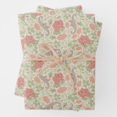 ヴィンテージレッドローズピンクカーネーションMumsフローラ ラッピングペーパーシート (インサイチュ)