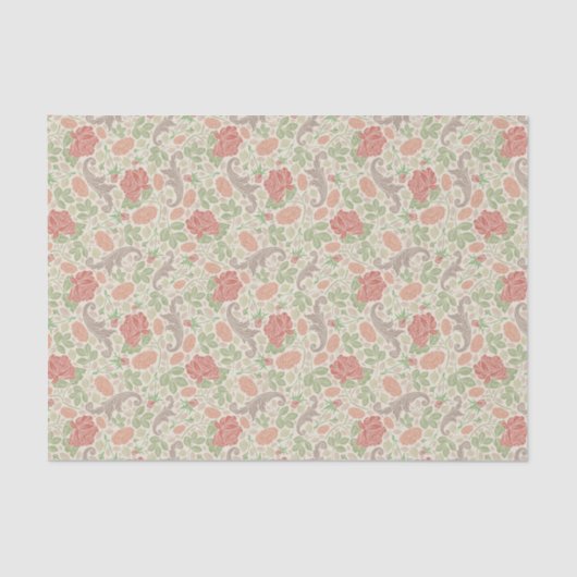 ヴィンテージレッドローズピンクカーネーションMumsフローラ 薄葉紙 (正面)