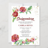 ヴィンテージレッドローズピンクローズブズフローラキンセアニェラ マグネット招待状 (正面)