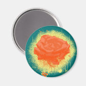 ヴィンテージレッドローズファインアート マグネット (正面/裏面)