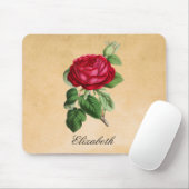 ヴィンテージレッドローズフェイクオンタンパーチメント背景 マウスパッド (マウス)