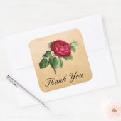 ヴィンテージレッドローズフェイクオンパーチメント スクエアシール (封筒)