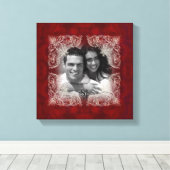 ヴィンテージレッドローズフォトプリント キャンバスプリント (インサイチュ (ウッドフロア))