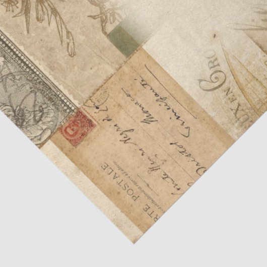 ヴィンテージレッドローズフローラスクリプトEphemera Decompage 薄葉紙 (詳細)