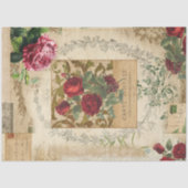 ヴィンテージレッドローズフローラスクリプトEphemera Decompage 薄葉紙 (正面)