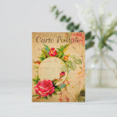 ヴィンテージレッドローズフローラ花フランスの ポストカード (スタンド正面)