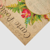 ヴィンテージレッドローズフローラ花フランスの 薄葉紙 (詳細)