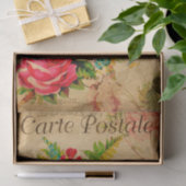 ヴィンテージレッドローズフローラ花フランスの 薄葉紙 (ギフト)