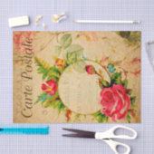 ヴィンテージレッドローズフローラ花フランスの 薄葉紙 (クラフト)