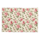 ヴィンテージレッドローズフローラ 枕カバー (裏面)