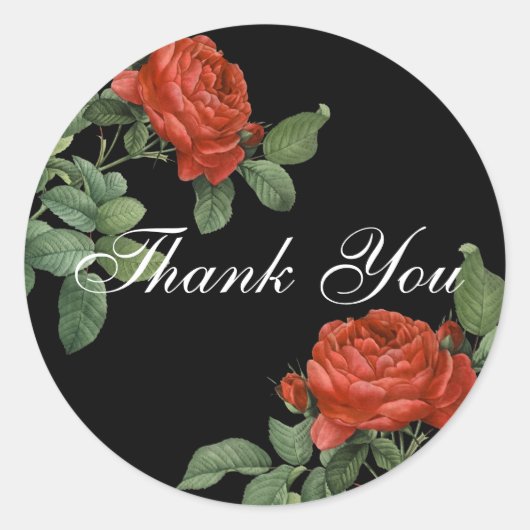 ヴィンテージレッドローズボタニカルサンキュー ラウンドシール (正面)
