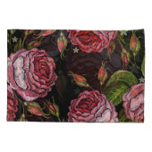 ヴィンテージレッドローズ刺繍模様 枕カバー (裏面)