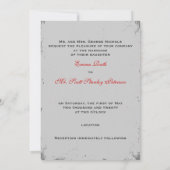 ヴィンテージレッドローズ結婚式招待状5" x 7" 招待状 (裏面)