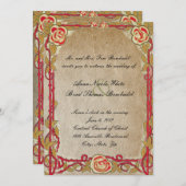 ヴィンテージレッドローズ結婚式招待状 招待状 (正面/裏面)