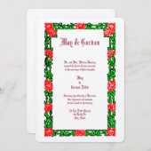 ヴィンテージレッドローズ縁ど結婚s 招待状 (正面/裏面)