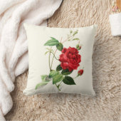 ヴィンテージレッドローズ装飾用クッション クッション (ブランケット)