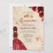 ヴィンテージレッドローズ金ゴールドキンセエレガントーニェラ 招待状 (正面)