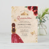 ヴィンテージレッドローズ金ゴールドキンセエレガントーニェラ 招待状 (スタンド正面)