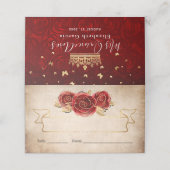 ヴィンテージレッドローズ金ゴールドクラウンエレガントエスコート折り畳み プレイスカード (外部開封)