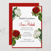 ヴィンテージレッドローズ フラワーブライダルランチョン 招待状 (正面/裏面)