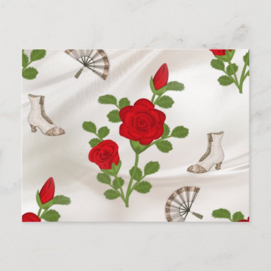 ヴィンテージレッドローズ ポストカード (正面)