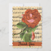 ヴィンテージレッドローズ&ミュージックフラットサンキューカード サンキューカード (正面)
