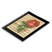 ヴィンテージレッドローズ&ミュージック ノートブック (左側)