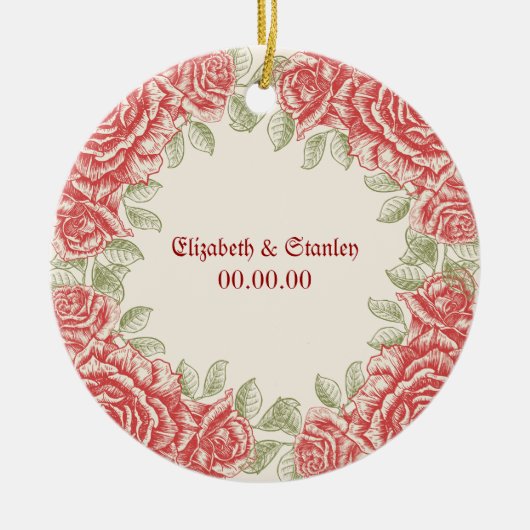 ヴィンテージレッドローゼウディングザデイトオーナメント セラミックオーナメント (正面)