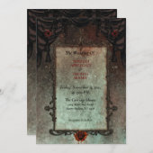 ヴィンテージレッドローゼオンゴシックブラックドレープ 招待状 (正面/裏面)