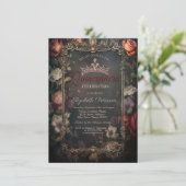 ヴィンテージレッドローゼゴシックホテルストライプクインセアニラ 招待状 (スタンド正面)