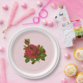 ヴィンテージレッドローゼスパーティー紙プレート ペーパープレート (パーティー)