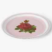 ヴィンテージレッドローゼスパーティー紙プレート ペーパープレート (アングル)