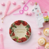 ヴィンテージレッドローゼズウィメンズハッピーバースデー ペーパーボウル (パーティー)