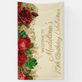 ヴィンテージレッドローゼズウィメンズ誕生日 横断幕 (縦)