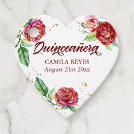 ヴィンテージレッドローゼズウォーターカラーフローラキンセアニェラ フェイバータグ