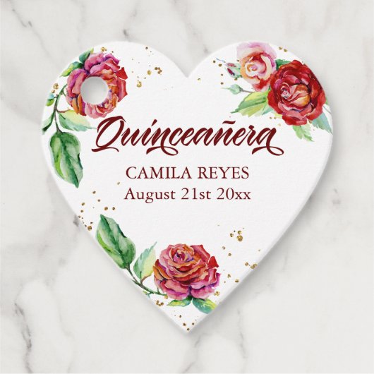 ヴィンテージレッドローゼズウォーターカラーフローラキンセアニェラ フェイバータグ (正面)