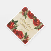 ヴィンテージレッドローゼズスウィート16誕生日 スタンダードランチョンナプキン (角)