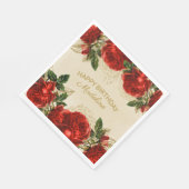 ヴィンテージレッドローゼズハッピーバースデーウィメンズ スタンダードランチョンナプキン (角)