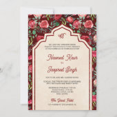 ヴィンテージレッドローゼフォトアナンドKarajシーク結婚ズ 招待状 (正面)