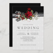 ヴィンテージレッドローゼベビーズブレスリボン結婚ズ 案内状 (正面/裏面)