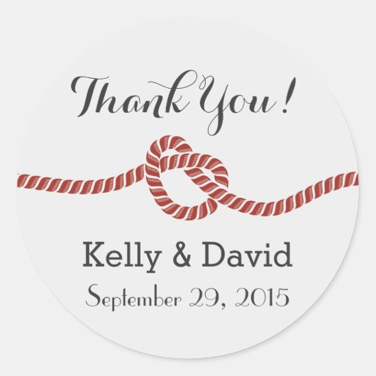 ヴィンテージレッドロープノットエレガントな結婚式 ラウンドシール (正面)