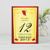 ヴィンテージレッドワインテーブル番号カード 招待状 (スタンド正面)